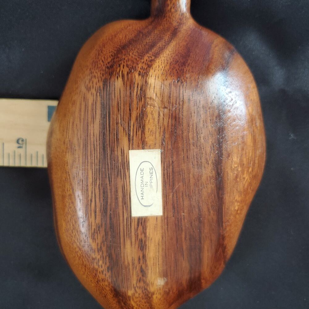 Vintage Monkey Pod Pear-Shaped Wood Bowl Capiz Shell Inlay Handcrafted Gorgeous - Picture 7 of 9